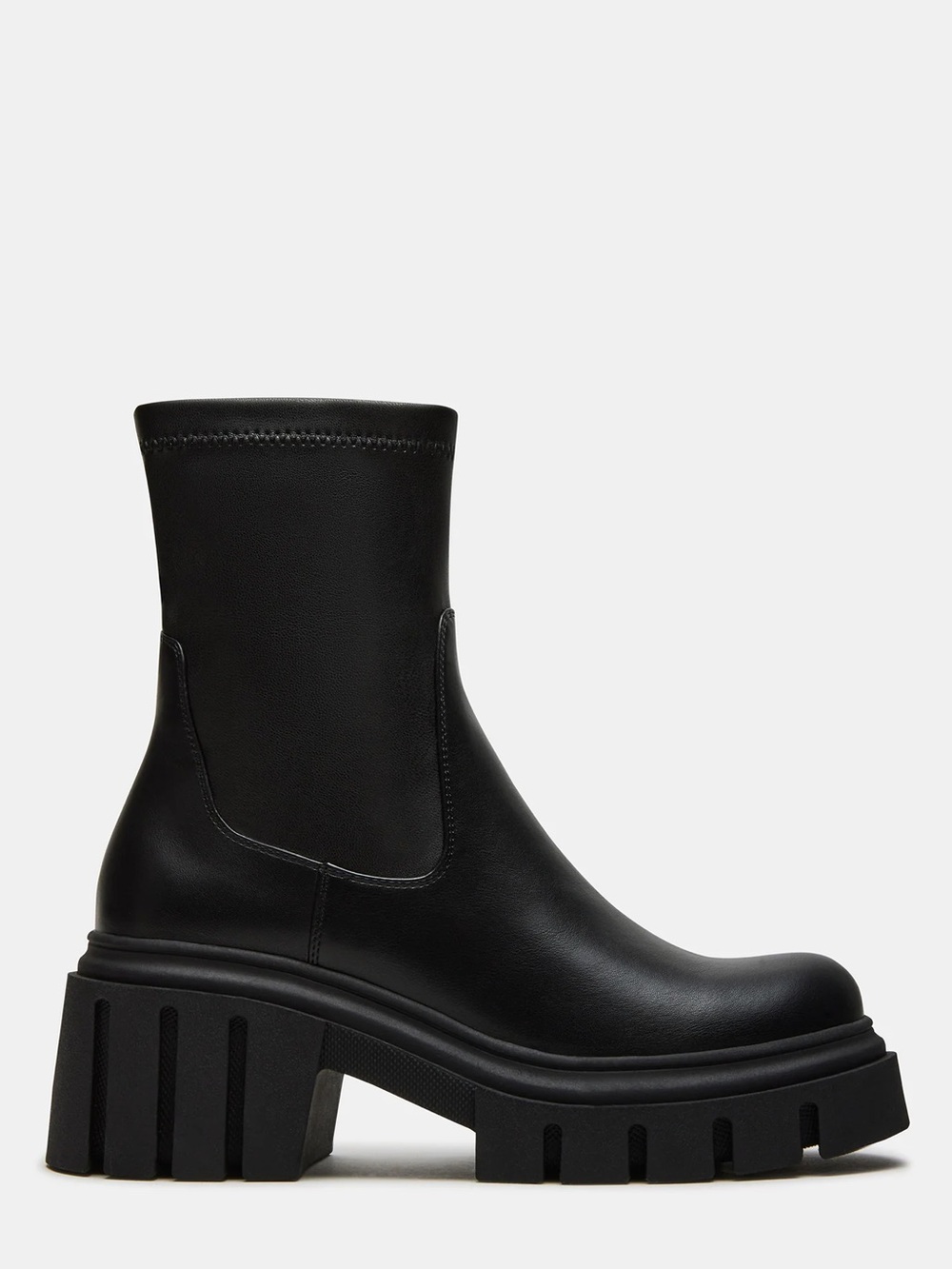 Steve Madden Black Boomba Lug Sole Ankle Boot - Picture 4 of 8